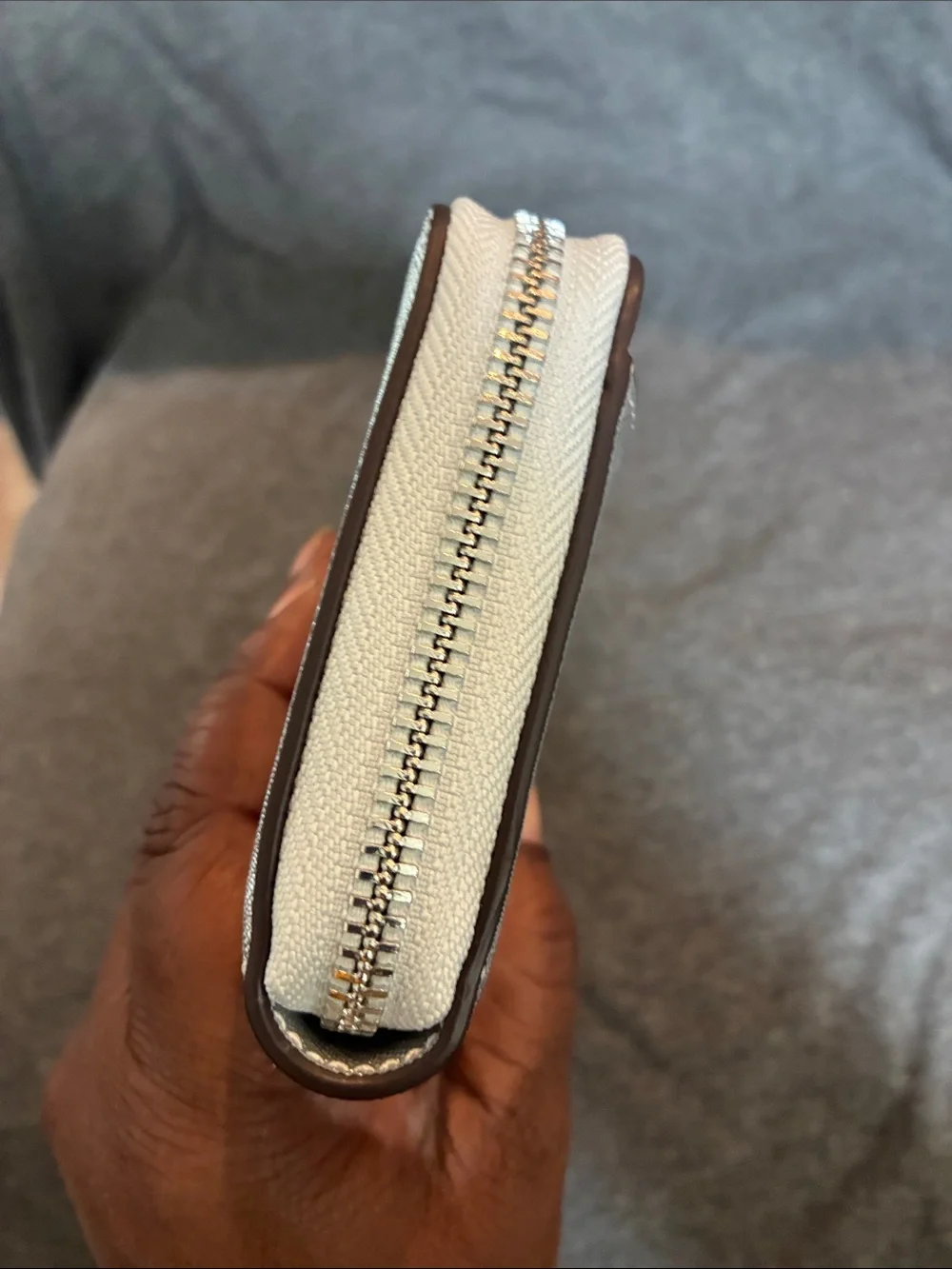 kate spade Metallic Silver Zip-Around Wallet